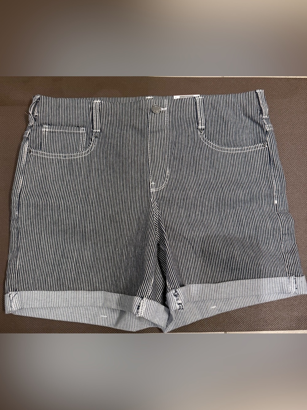 Time and Tru Denim and White Striped Jean Shorts